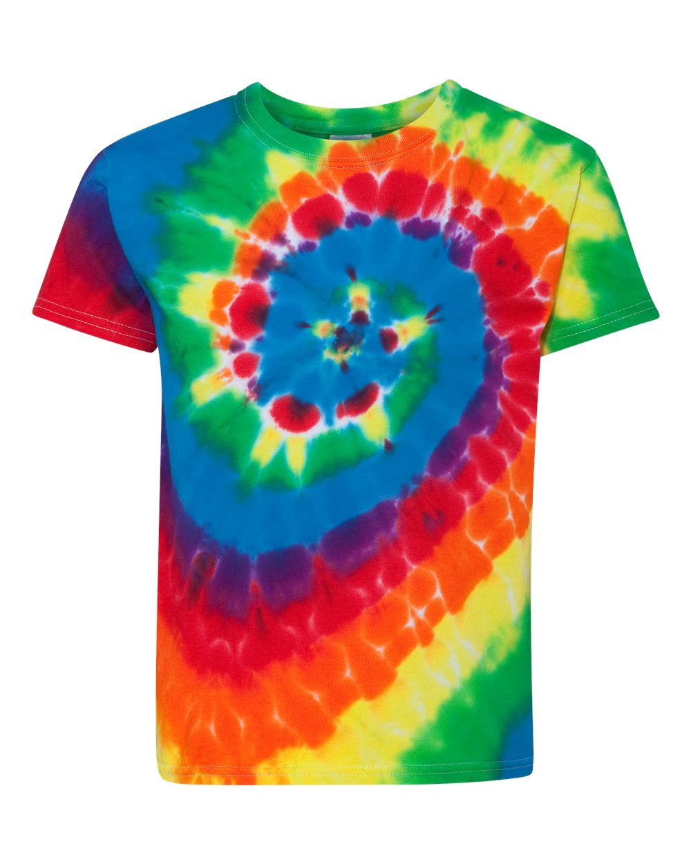 Dyenomite Youth Multi-Color Spiral Tie-Dyed T-Shirt