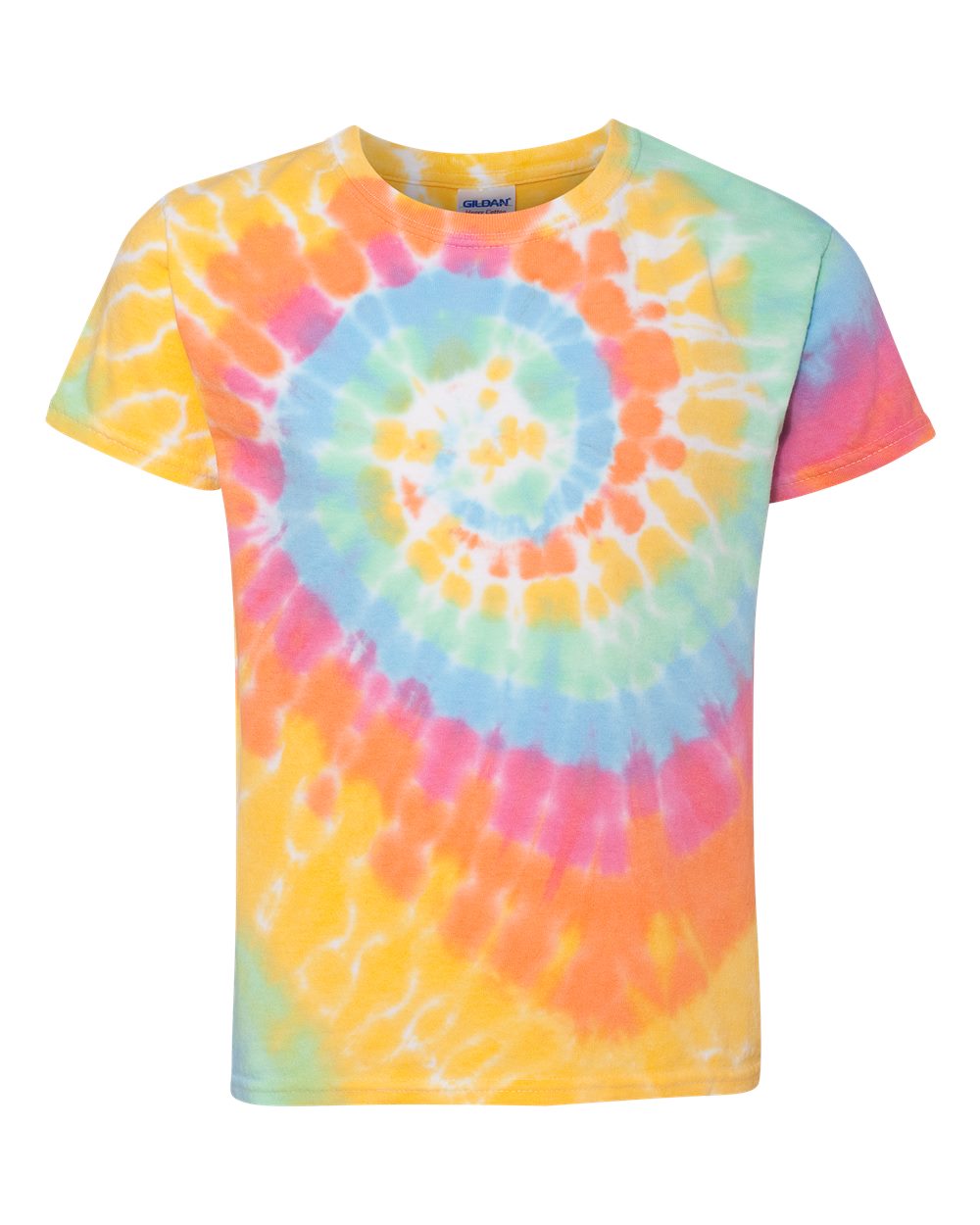 Dyenomite Youth Multi-Color Spiral Tie-Dyed T-Shirt