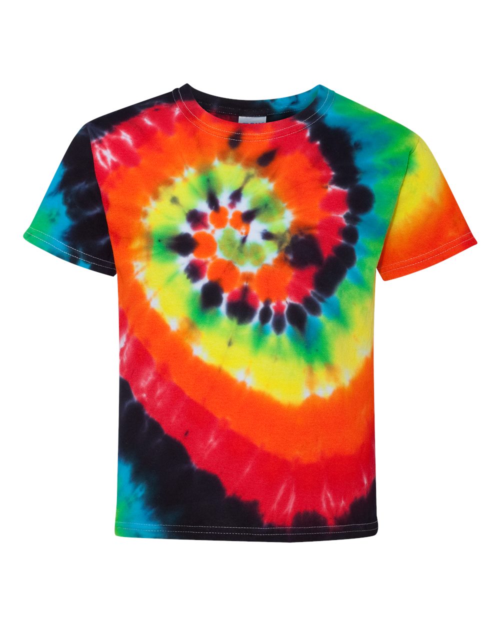 Dyenomite Youth Multi-Color Spiral Tie-Dyed T-Shirt