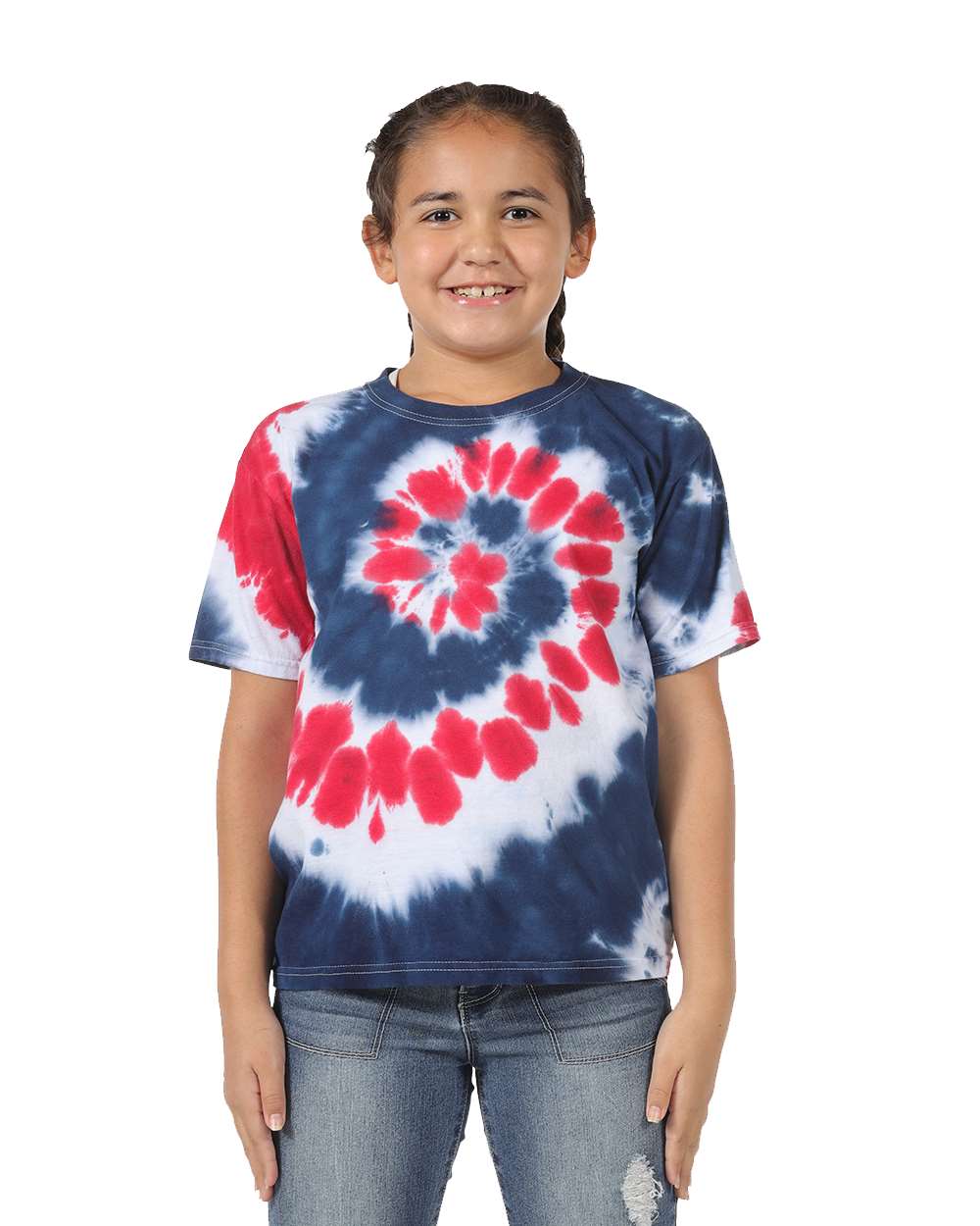 Dyenomite Youth Multi-Color Spiral Tie-Dyed T-Shirt